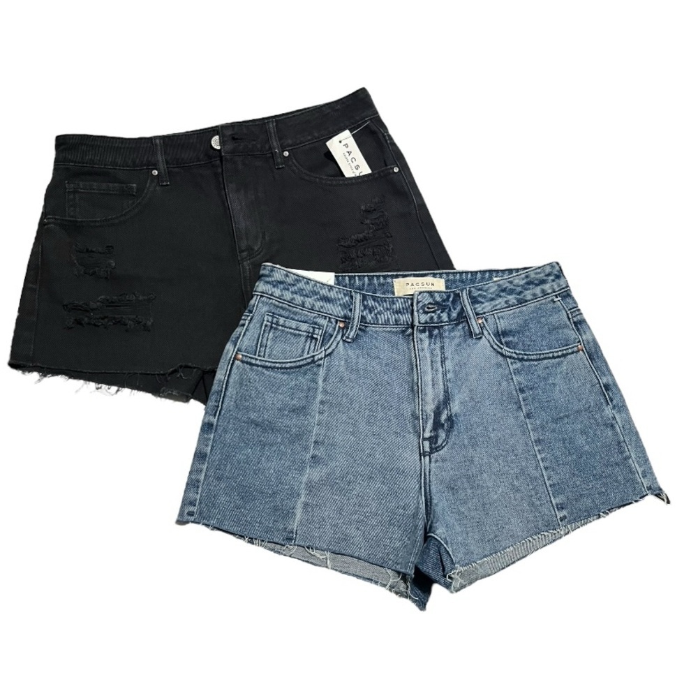 NWT Lot of 2 PacSun Shorts Blue & Black Size 26